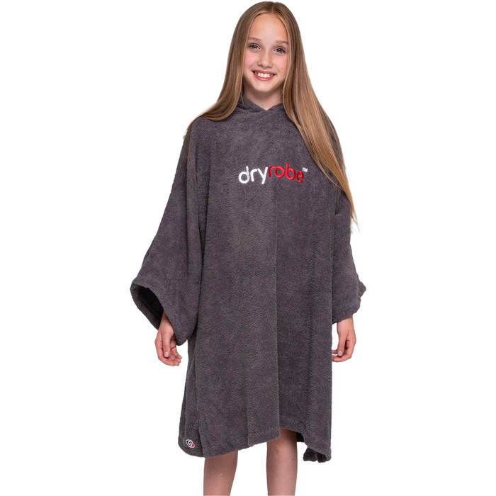 2023 Dryrobe Bambino Asciugamano Con Cappuccio In Cotone Biologico Cambiamento Robe V3OCT - Slate Grey